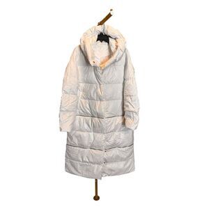 Umeko Women's XLarge White Long Puffer Coat with Hood Winter Casual